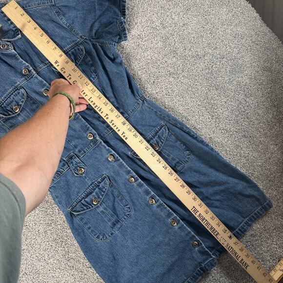 Vintage 90s Y2K St Johns Bay Denim Dress Sz 12 Utility Western Chic Streetwear - Picture 2 of 9
